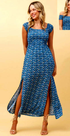 Caroline Morgan Blue Maxi Dress