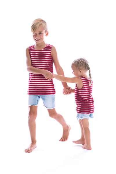 Kids/Baby Striped Singlet - Burgundy & White - Desert Threadz