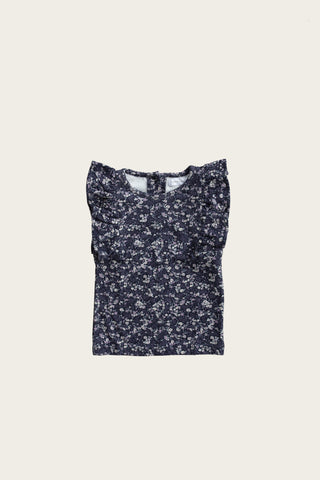 Frill Singlet - Blueberry Floral